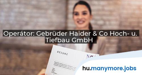 Operátor: Gebrüder Haider & Co Hoch- u. Tiefbau GmbH | manymore.jobs