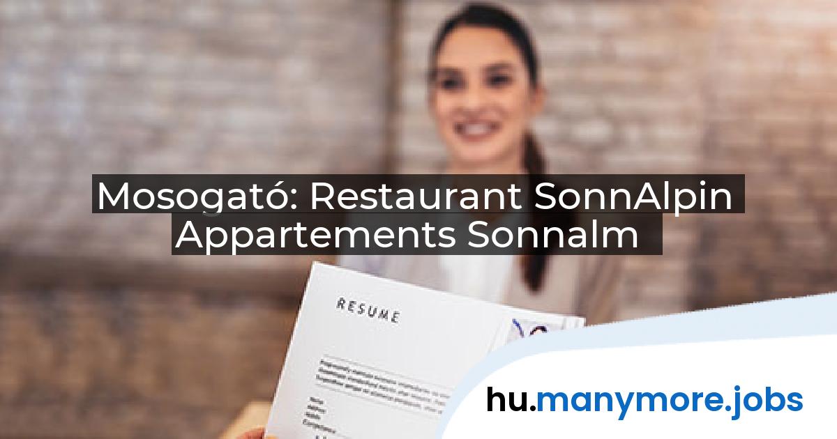 Mosogató: Restaurant SonnAlpin Appartements Sonnalm | manymore.jobs