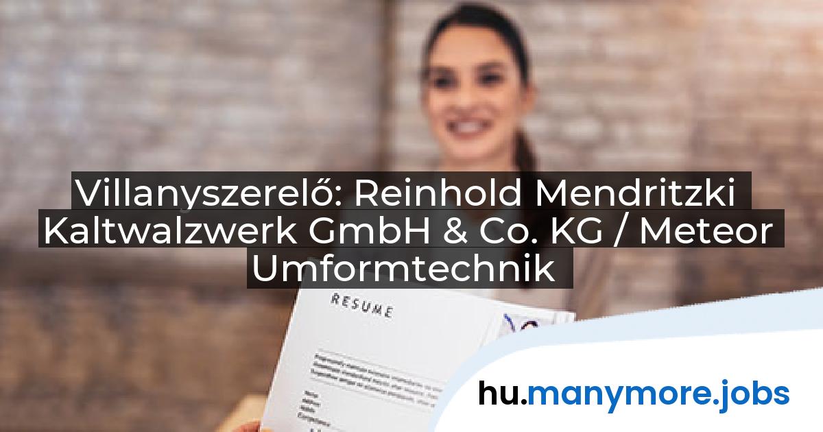 Villanyszerelő: Reinhold Mendritzki Kaltwalzwerk GmbH & Co. KG / Meteor Umformtechnik | manymore.jobs